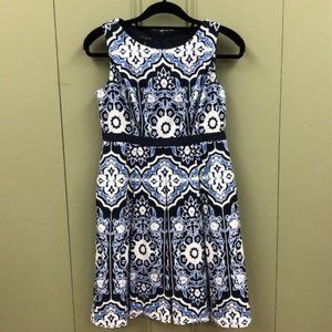 "TALBOT PETITE" Printed Blue Dress